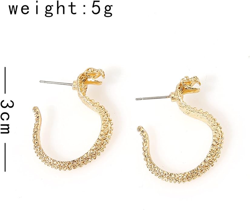 Vintage Snake Studs Earrings Gold Snake