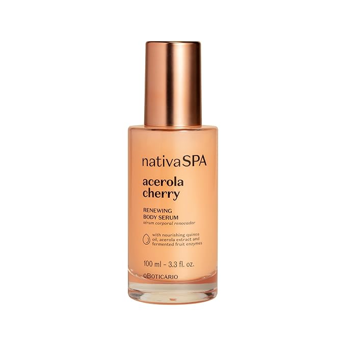 NATIVA SPA O BOTICÁRIO, Acerola Cherry Renewing Body Serum, Lightweight Hydration for Luminous Skin, 3.38 Ounce (100 ml)