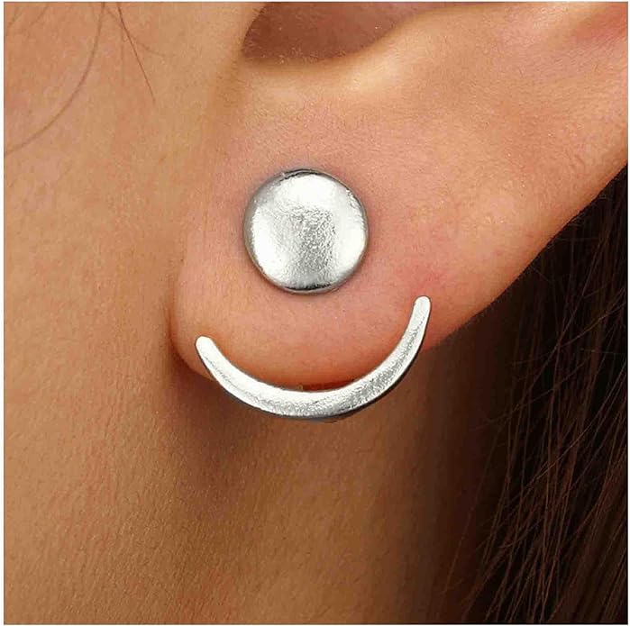 Boho Moon Ear Jackets Earrings Crescent Moon Stud