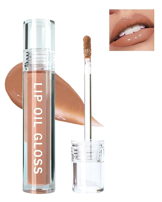 Hydrating Lip Tint Stain-1Pcs Tinted Plumping Lip Glow Oil, Moisturizing Water Lip Stain Makeup, Pigmented Non-Sticky Vegan Lip Gloss, Multi-Use Lip & Cheek Tint, Nude Glossy Finish, Cruelty Free-01#