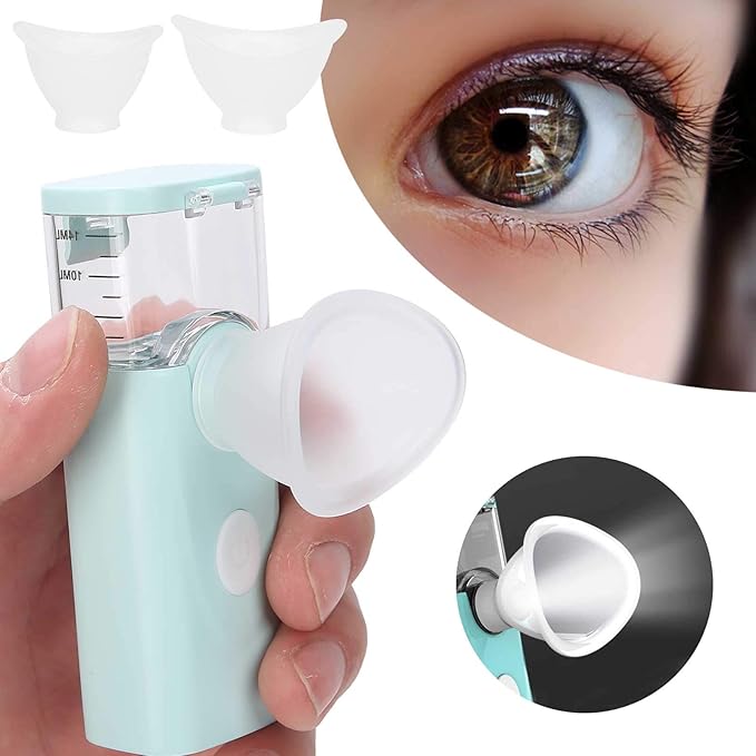 Dioche Portable Dry Eye Humidifier & Facial Steamer - Eye Mist Sprayer for Moisturizing, Fast Steam, Makeup (Blue)