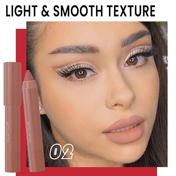 BINGBRUSH Crayon Matte Longwear Lipstick Pack Set,Moisture Sm