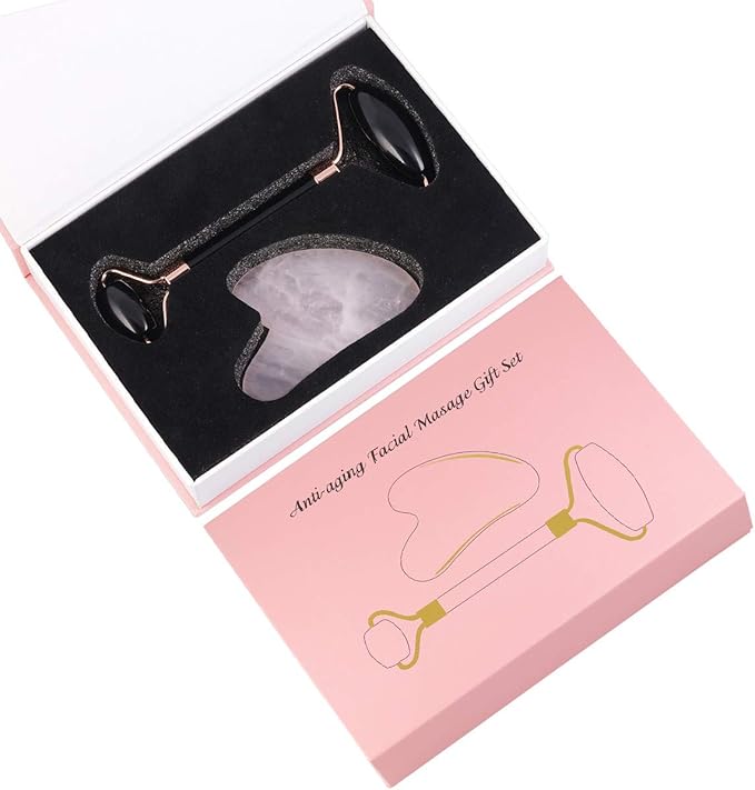 mookaitedecor Obsidian Roller & Rose Quartz Scraping