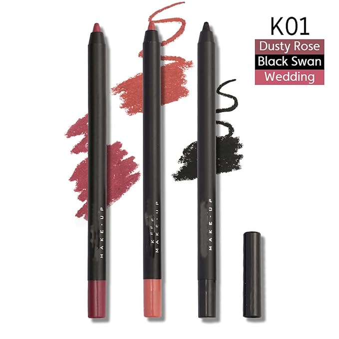 MAEPEOR Matte Lipliner and Eyeliner Kit 3 PCS Smoothly Creamy Lipliner and Eyeliner Pen Set for Daily Wear (3PCS Kit 1)