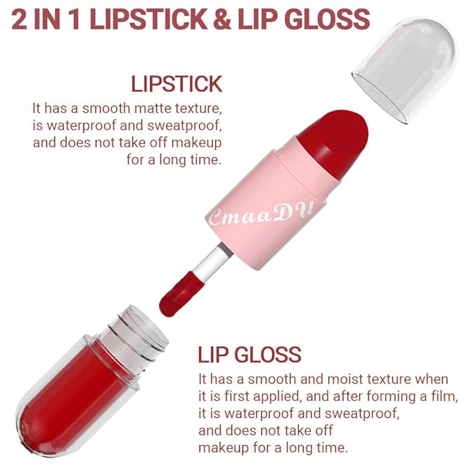 AMY'S DIARY 2in1 Matte Colors Lipstick & Liquid Lipstick 3Pcs Set, Full Color Lip Gloss, Matte for halloween Long Wear Waterproof Velvet Lipstick (Bright+Dark red +Purple)