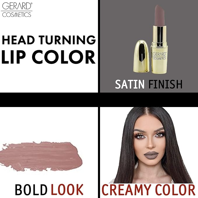Gerard Cosmetics Lipstick Underground | Mauve Grey Lipstick with Luxe Satin Finish | Highly Pigmented, Smooth Formula with Hydrating Ingredients | Long Lasting | Cruelty Free & Made in USA