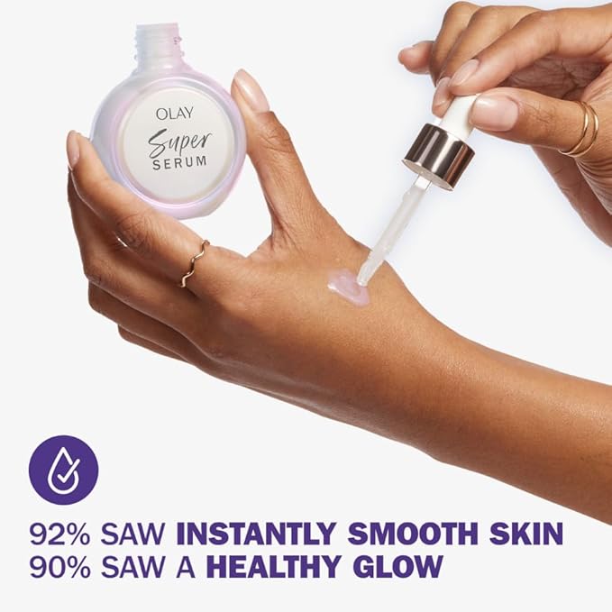 Olay Super Serum - Vitamin C & E, Niacinamide, Collagen Peptide, AHA - Glass Skin Care for Face - Brightening, Hydrating, Firming, Evens Tone, Smooths Fine Lines, Dark Spot Reduction, 1.7 Oz