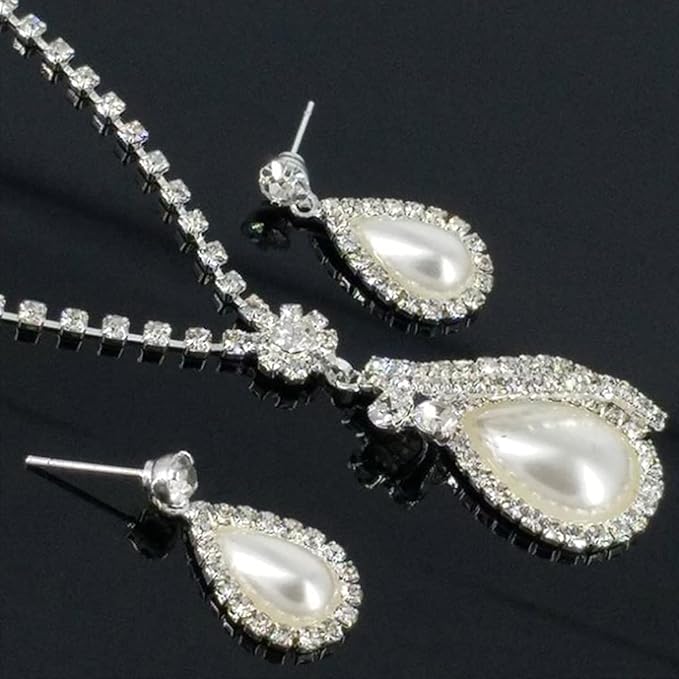 Yean Bride Silver Necklace Earrings Set