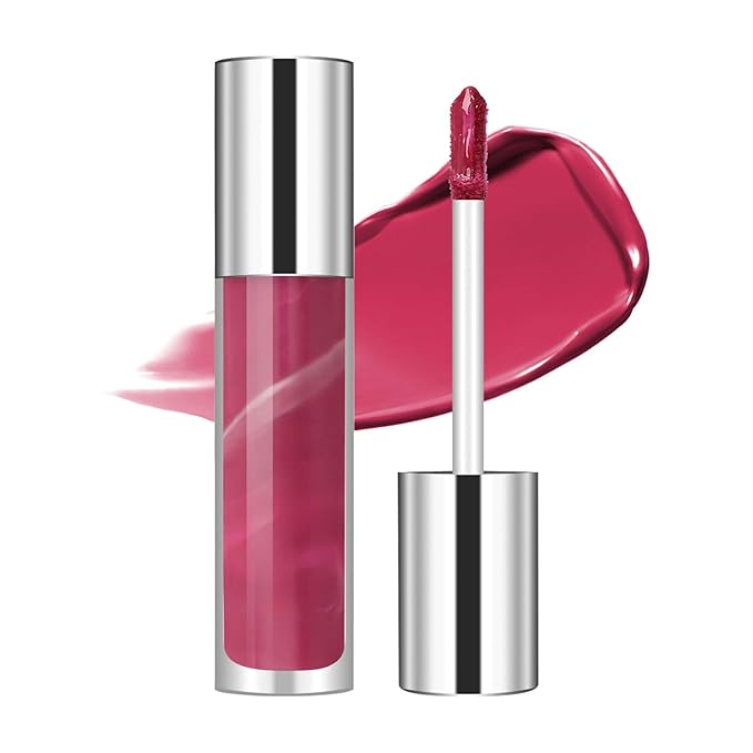 Magic Lip Gloss Plumper, Violet Silky Plumping Lip Gloss Tint, Long-lasting Marble Liquid Lipstick, Hydrating Non-Sticky Lip Oil, Moisturizing Plumping Lip Gloss