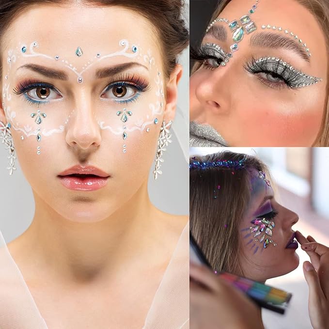 12 Sheets Self Adhesive Rhinestones for Makeup Eyes Rhinestone Stickers