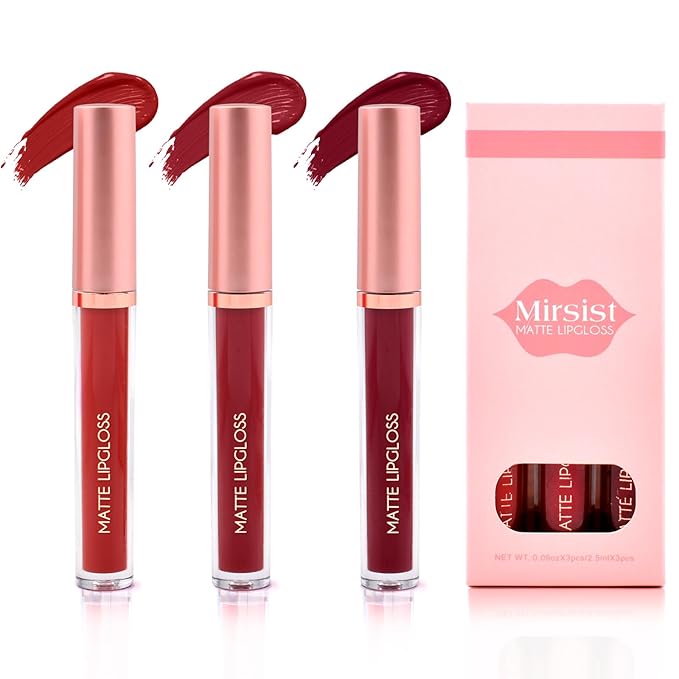 Matte Lip Gloss for Women,3 PCS Matte Liquid Gloss
