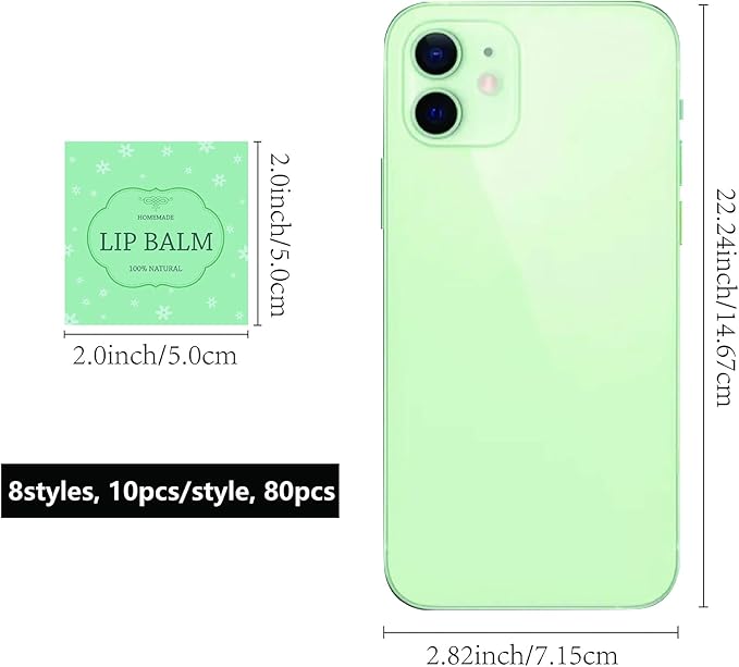 CRASPIRE Lip Balm Labels 80pcs Homemade Style-Color)