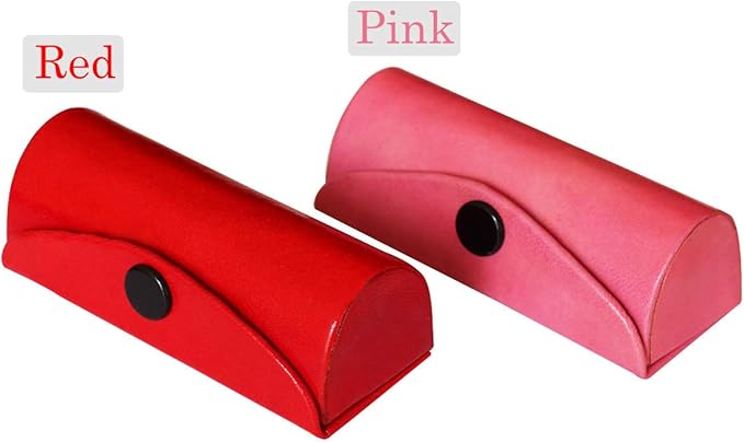 Set of 2 Leather Lipstick Case Holder Organizer Bag for Purse lipstick holder Durable Soft Leather | Cosmetic Storage Kit With Mirror (Red & Pink)