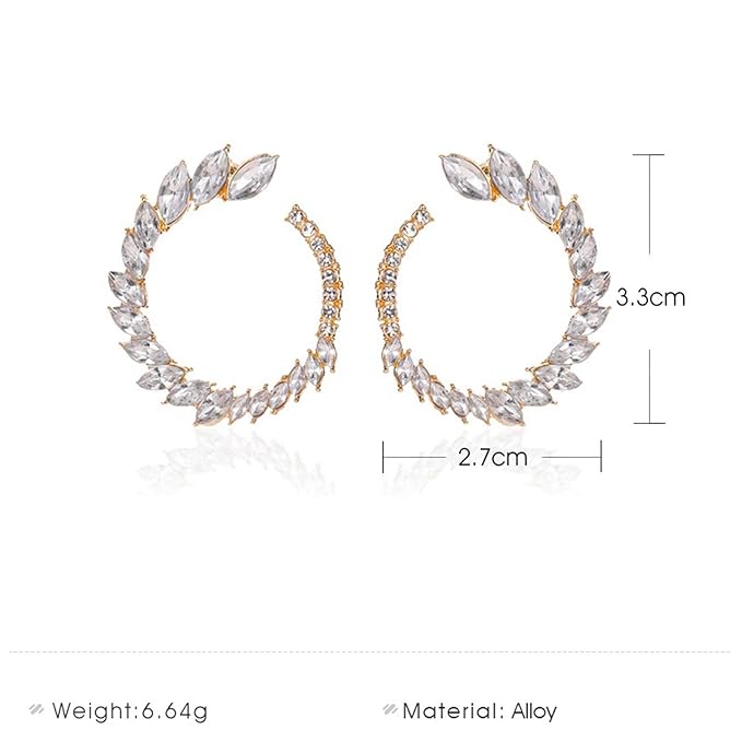 Vintage Rhinestone Hoop Earrings Gold Round