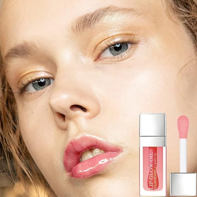 Charm Kiss Plumping Lip Oil, Hydrating Glitter Gloss Lip Gloss Transparent Toot Lip Oil Tinted, Big Brush Head Lip Glos Long Lasting Nourishing Non-sticky Fresh Texture Lip care products for Women
