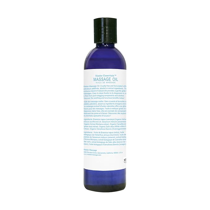Master Massage Unscented Organic Massage Oil - 8 fl oz, Water-Soluble Blend, Skin-Nourishing Formula, Perfect for Massage Therapy and Home Use, Pack of 1