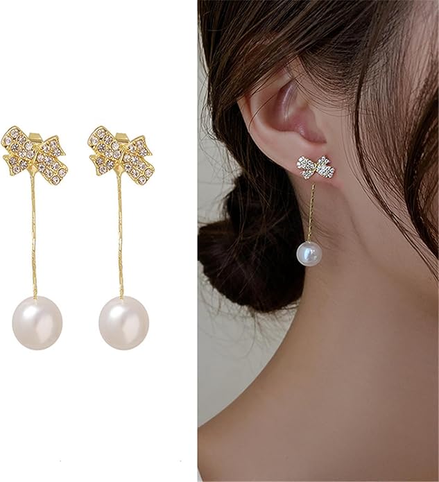 Boho Pearl Tassel Drop Earrings Vintage