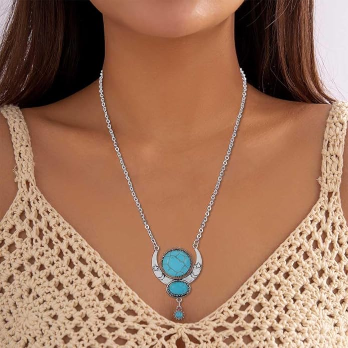 Y2K Necklace Puffy Turquoise Beaded Necklaces