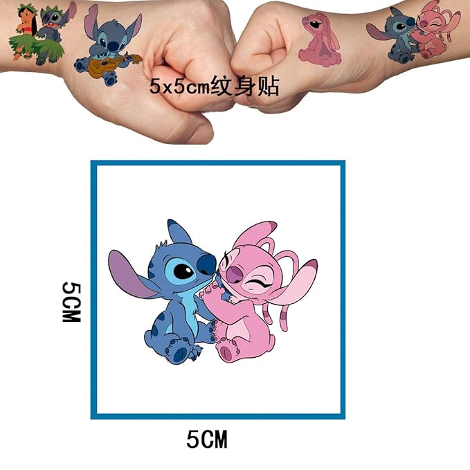 40pcs Stitch Temporary Tattoos Stickers for Kids,Birthday Party Girl Adult