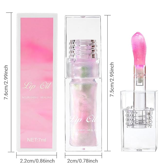 Magic Color Changing Lip Oil,Clear to Pink Moisturizing Magic