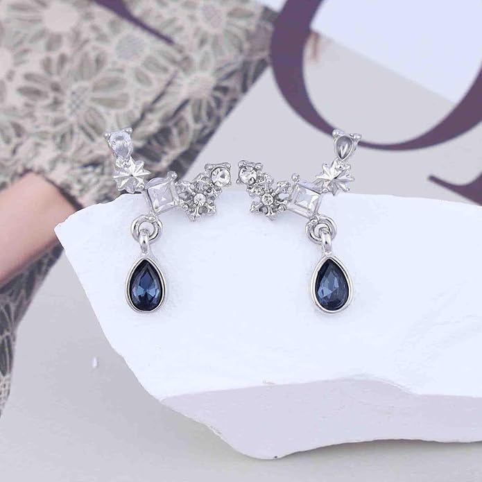 Vintage Teardrop Sapphire Earrings Crystal Climber