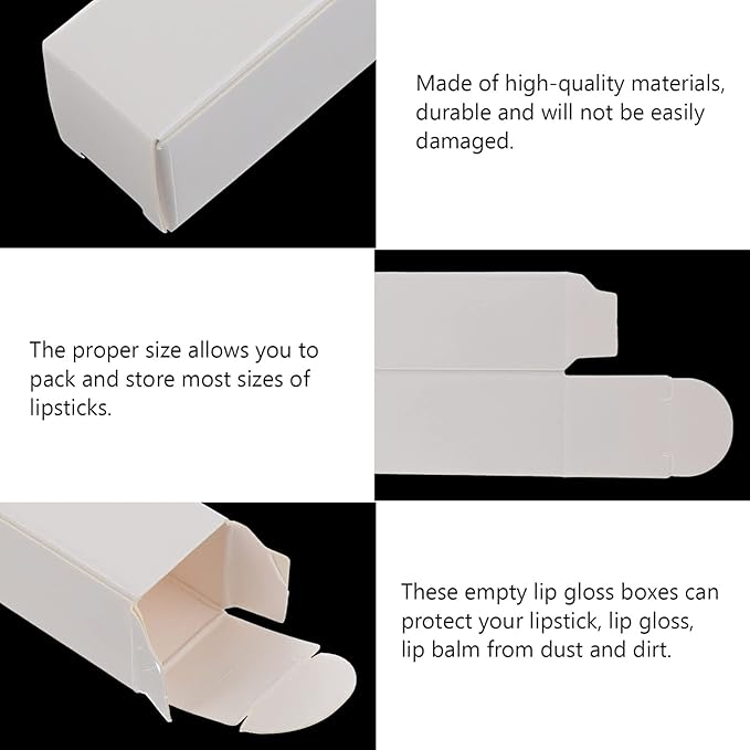 EXCEART Lipstick Pack Box 50 Pcs Lip Gloss Tubes Kraft Paper Packaging Boxes Lipstick Storage Boxes Lip Balm Wrapping Box (White) Paper Essential Oil Box