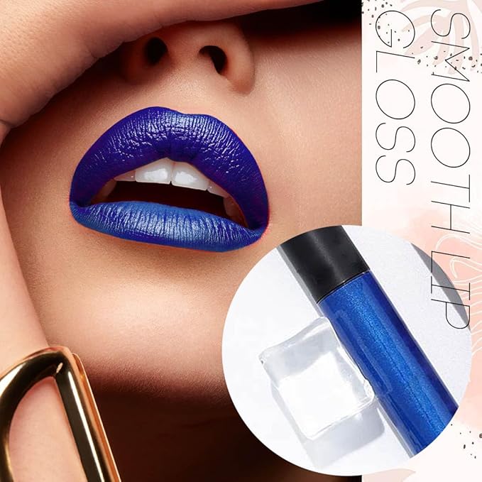 Edanta Kilshye Blue Lipstick Velvet Moisturizing Lipgloss High pigment Lip Glaze Halloween Cosplay Lips Makeup for Women and Girls (A-Blue)