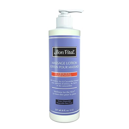 Bon Vital' Original Massage Lotion for a Versatile Massage Foundation to Relax Sore Muscles & Repair Dry Skin, Lightweight, Non-Greasy Formula to Moisturize and Repair Dry Skin, 8 Oz, Label may Vary