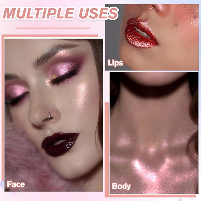 Highlighter Makeup Palette, Long Lasting New Formula, Fairy-like Cheek Highlight,#1