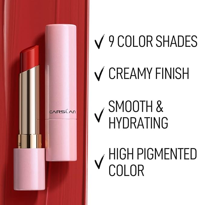 Moisturizing Creamy Lipstick, Long-lasting High Pigmented Lip Color, Smooth, Hydrating, Dark Red, 15