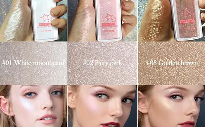 Glitter Powder Highlighter Makeup, Body Brightens the Natural Fairy Pink)