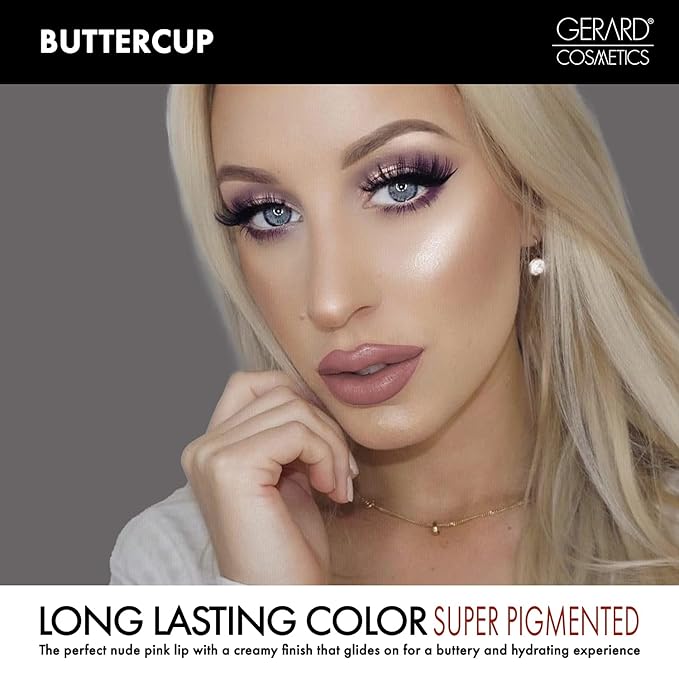 Gerard Cosmetics Lipstick Buttercup | Nude Pink Buttercup Lipstick with Luxe Satin Finish | Highly Pigmented, Smooth Formula with Hydrating Ingredients | Long Lasting | Cruelty Free & Made in USA