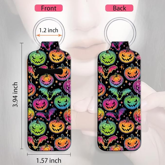 Chapstick Holder Keychain Holder Neoprene Lip Balm Lipstick Lip Gloss Holder Travel Accessory for Girls Women Gift(Sunflower Leopard)
