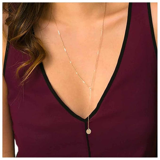 Boho Coin Disc Necklace Gold Long Y Lariat
