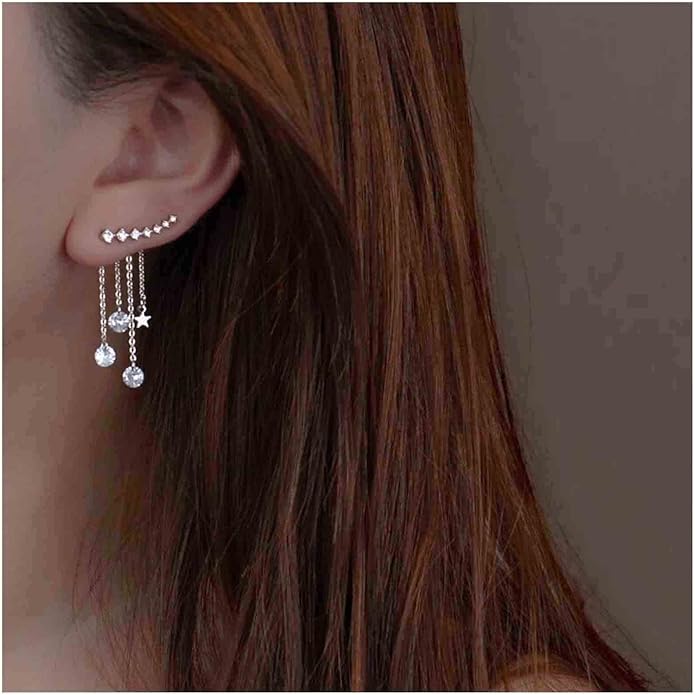 Boho Star Ear Jacket Earrings Gold