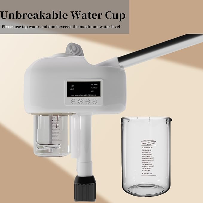 Facial Steamer with Magnifying Lamp, Face Steamer for Esthetician, 2 in 1 Facial Steamer Professional, Face Steamer for Facial Deep Cleaning(White).