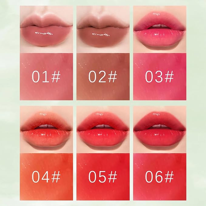 6 Colors Lip Tint Stain Set, Multi-Use Lip & Cheek Tint Korean Makeup Mini Liquid Lipstick, Avocado Moisturizing Lip Stain Lip Gloss
