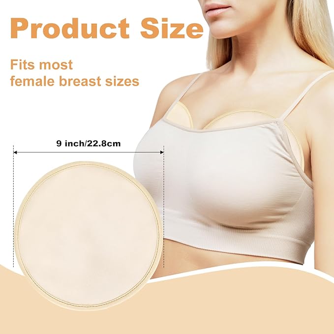 Castor Oil Pack for Breast, 4 PCS Reusable Organic Castor Oil Pack Wrap, Soft Breast Pads for Relaxing Sleeping (Oil Not Included)-Khaki