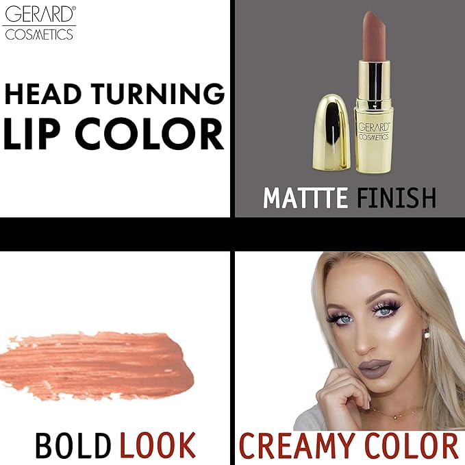 Gerard Cosmetics Lipstick Nude | Nude Lipstick with Comfort Matte Finish | Highly Pigmented, Smooth Formula with Hydrating Ingredients | Long Lasting | Cruelty Free & Made in USA