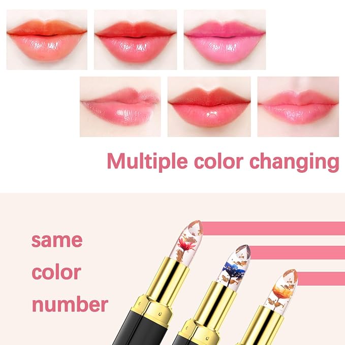 Lipstick for Women,Flower Jelly Lipstick Set,Temperature Change Moisturizer Change