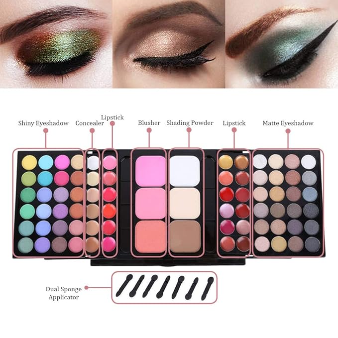 78 Color Makeup Palettes Kit, with 48 Pigmented