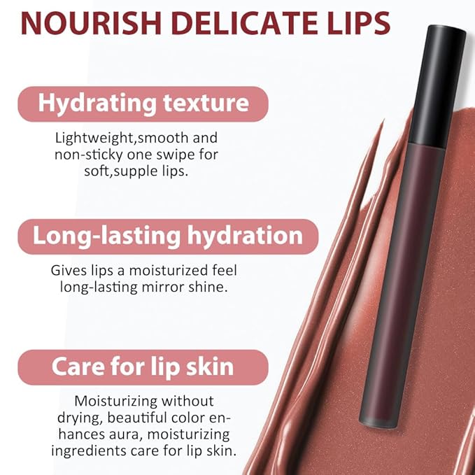 BINGBRUSH 2 Pcs Moisturizing and Silky Velvet Lipgloss BINGBRUSH