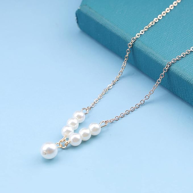 Vintage Pearl Pendant Necklace Gold Pearl Beads Necklace