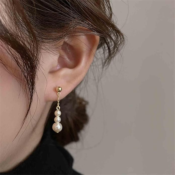 Vintage Pearl Drop Earrings Long Pearl