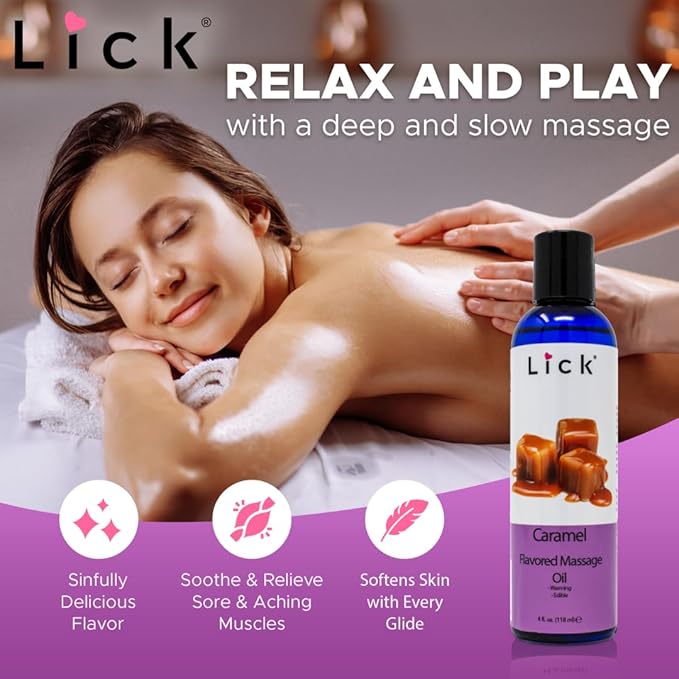 Caramel Flavored Massage Oil for Massage Therapy - Relaxing Muscle Massage for Men and Women with Natural Vitamin e Oil with Aromatherapy Oils for Skin use - Essential moisturizing Body Oils 4 oz