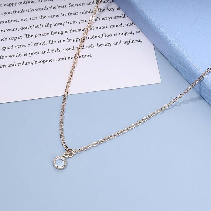 Boho Tiny Crystal Choker Gold Clear Quartz Pendant