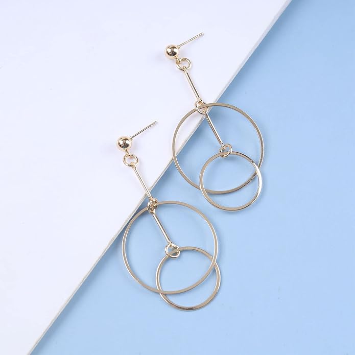 Vintage Hollow Circle Dangle Earrings Exaggerated Circle Drop