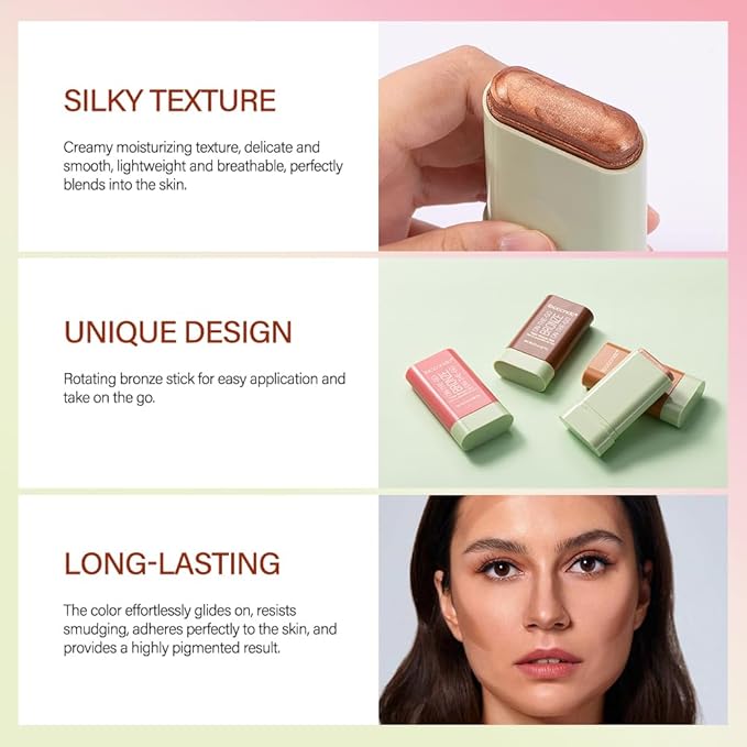 Multi-Use Makeup Bronzer Stick for Effortless Glow -