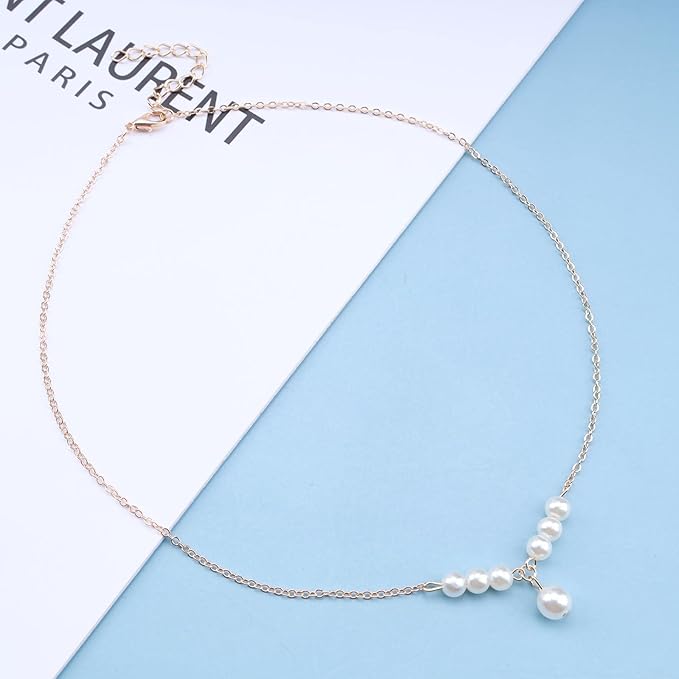 Vintage Pearl Pendant Necklace Gold Pearl Beads Necklace