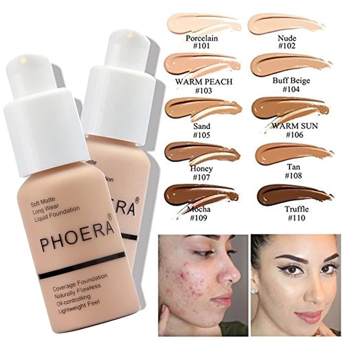 Phoera Foundation 104 and 105,Full Coverage Foundation,Hilareco Concealer 30ml